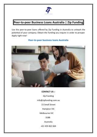 Peer-to-peer Business Loans Australia Zip Funding