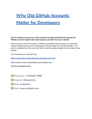 Why Old GitHub Accounts Matter for Developers
