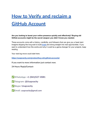 How to Verify and reclaim a GitHub Account