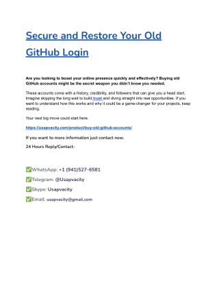 Secure and Restore Your Old GitHub Login