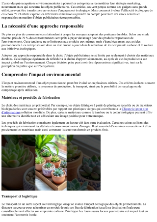 Évaluer l'efficacité écologique de vos choix en matière d’articles promotionnels