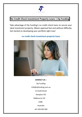 No Credit Check Investment Property Loans  Zip Funding