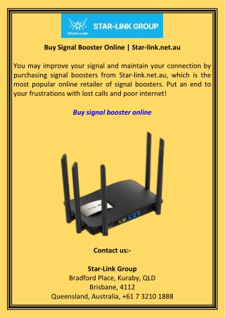 Buy Signal Booster Online  Star-link.net.au