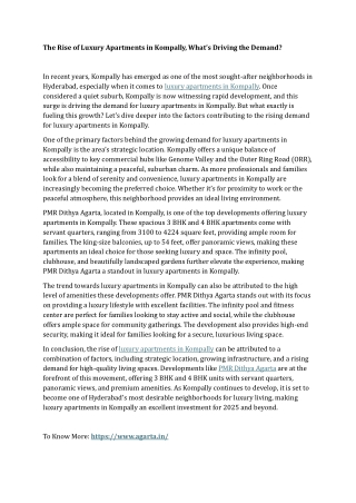 The Rise of Luxury Apartments in Kompally, What’s Driving the Demand