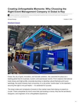 Creating Unforgettable Moments Why Choosing the Right Event Management Company in Dubai is Key