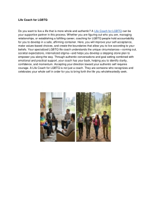 Life Coach for LGBTQ