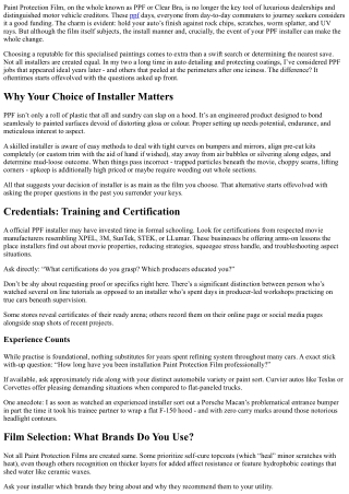 Essential Questions to Ask Your PPF Installer