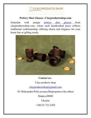 Pottery Shot Glasses  Clayproductsshop.com