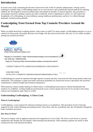 Coolsculpting Trust Earned from Top Cosmetic Providers Around the World