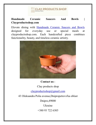 Handmade Ceramic Saucers And Bowls  Clayproductsshop.com