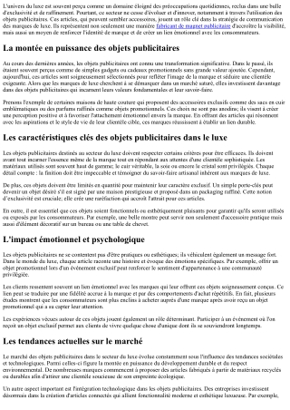 Les objets publicitaires dans le secteur du luxe : un marché en pleine expansion