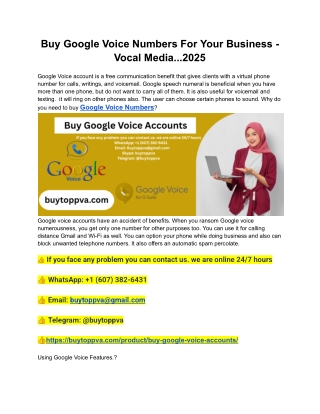 Buy Google Voice Numbers For Your Business - Vocal Media...2025