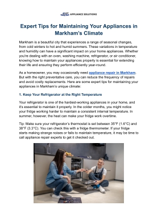 Expert Tips for Maintaining Your Appliances in Markham’s Climate