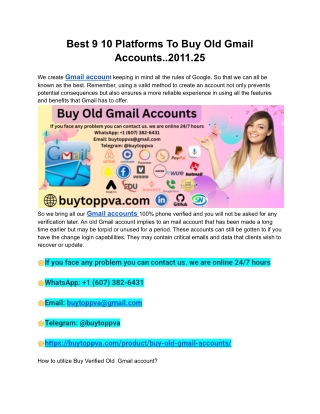Best 9 10 Platforms To Buy Old Gmail Accounts
