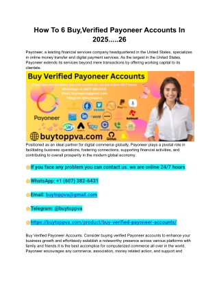 How To 6 Buy,Verified Payoneer Accounts In 2025.....26