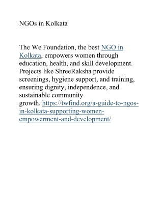 NGOs in Kolkata