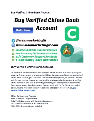 Buy Verified Chime Bank Account
