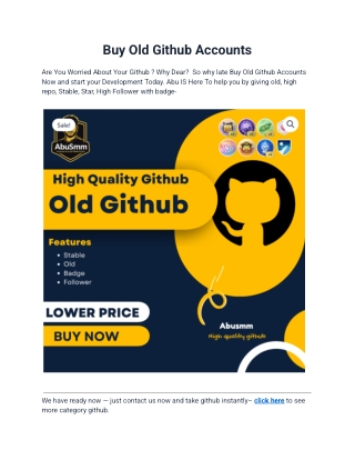 Project-Ready GitHub Accounts For Sale | Repos, Stars, & History.