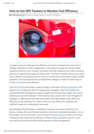 How to Use GPS Trackers to Monitor Fuel Efficiency