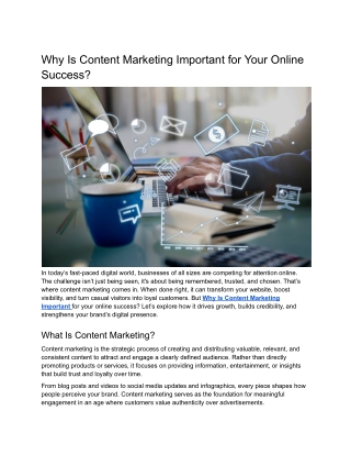 Why Is Content Marketing Important for Your Online Success