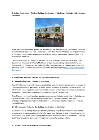 Best Building Contractors in Coimbatore | Cellarium Construction