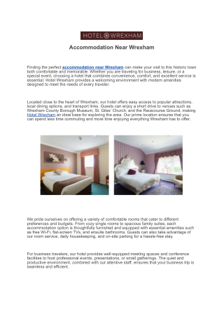 Accommodation Near Wrexham | Hotel Wrexham