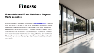 Finesse Windows Lift and Slide Doors Elegance Meets Innovation