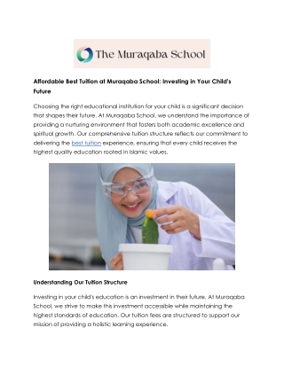 Muraqaba School Offers the Best Tuition for Every Student