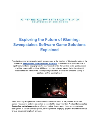 Exploring the Future of iGaming_ Sweepstakes Software Game Solutions Explained