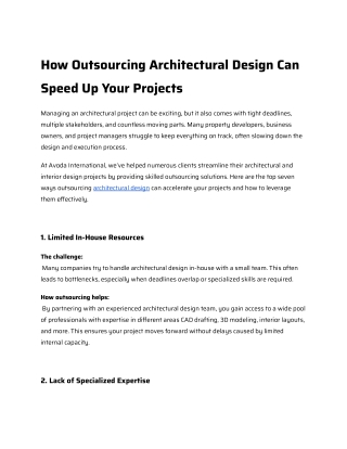 How Outsourcing Architectural Design Can Speed Up Your Projects