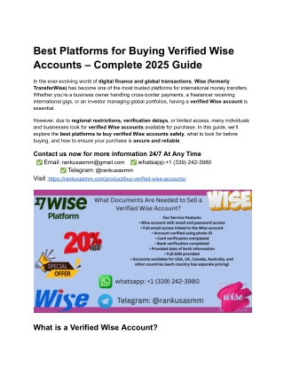 Best Platforms for Buying Verified Wise Accounts – Complete 2025 Guide