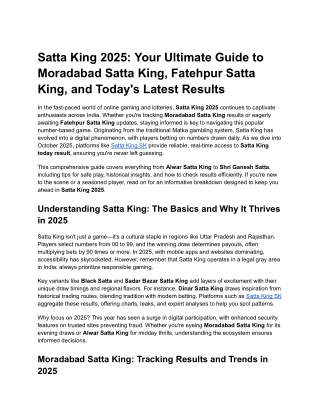 Satta King 2025_ Your Ultimate Guide to Moradabad Satta King, Fatehpur Satta King, and Today's Latest Results