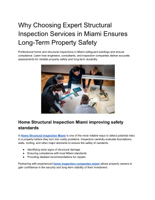 Why Choosing Expert Structural Inspection Services in Miami Ensures Long-Term Property Safety3oct