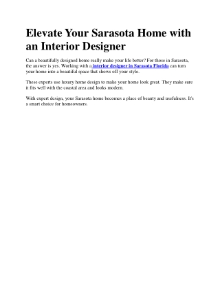 Local Expertise: What Sets Interior Design Sarasota FL Apart