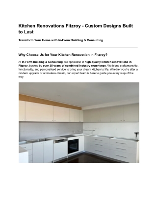 Kitchen Renovations Fitzroy - Custom Designs Built to Last