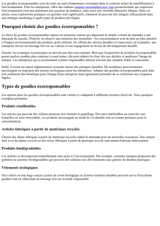 Un guide complet sur les goodies écoresponsables