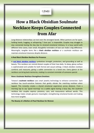 How a Black Obsidian Soulmate Necklace Keeps Couples Connected from Afar