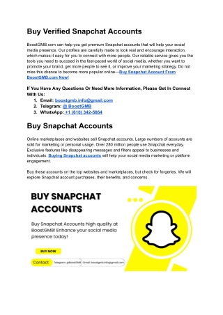 Boost Your Social Media Presence: Buy Verified Snapchat Accounts from BoostGMB