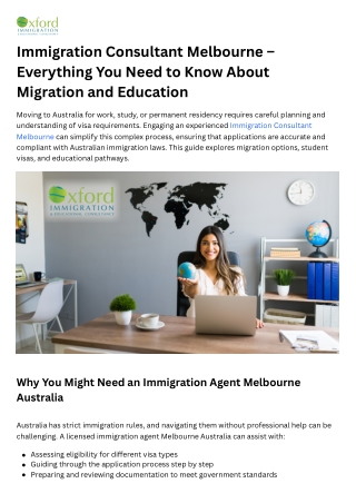 Immigration Consultant Melbourne — Everything You Need to Know About Migration a
