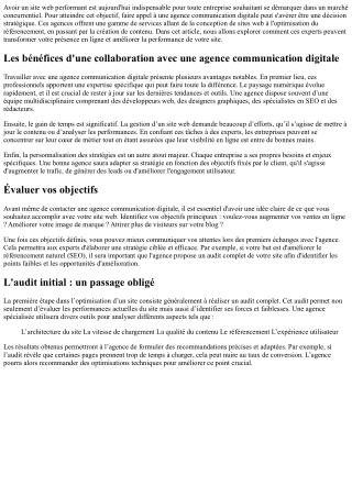 Comment optimiser votre site web avec l'aide d'une agence communication digitale