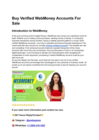 Top 10 Sites To Buy Verified WebMoney Accounts For Sale In 2025