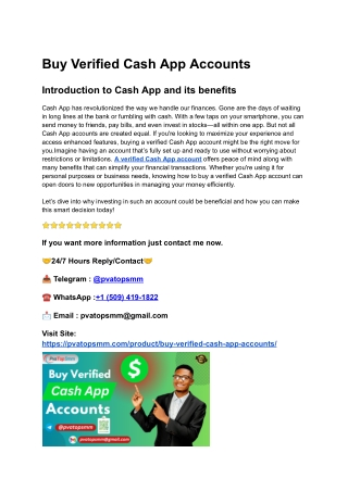 Cheapest and Reliable Source to Buy Verified Cash App Accounts – Instant Setup