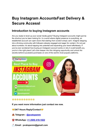 Buy Instagram Accounts Fast Delivery & Secure Accessl