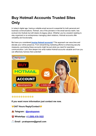 Best 15555 Sites To Buy Hotmail Accounts Trusted Sites Only