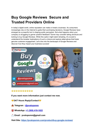 Buy Google Reviews >>>>>>  Secure and Trusted Providers Online