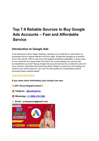 Top 7.9 Reliable Sources to Buy Google Ads Accounts – Fast and Affordable Service