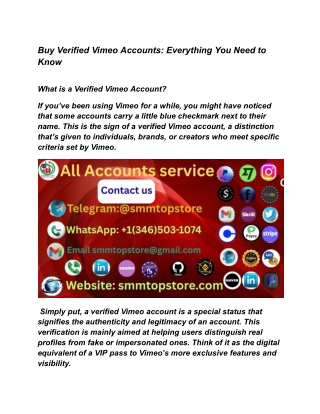 Buy Verified Vimeo Accounts_ Everything You Need to Know