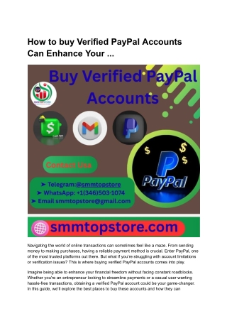 How to buy Verified PayPal Accounts Can Enhance Your