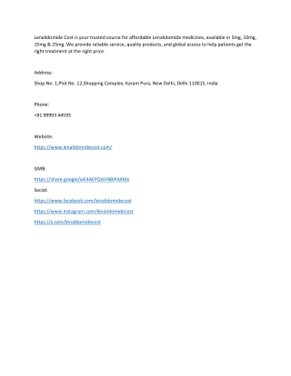 Lenalidomide Cost