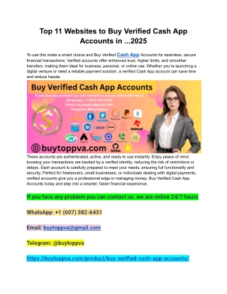 Top 11 Websites to Buy Verified Cash App Accounts in